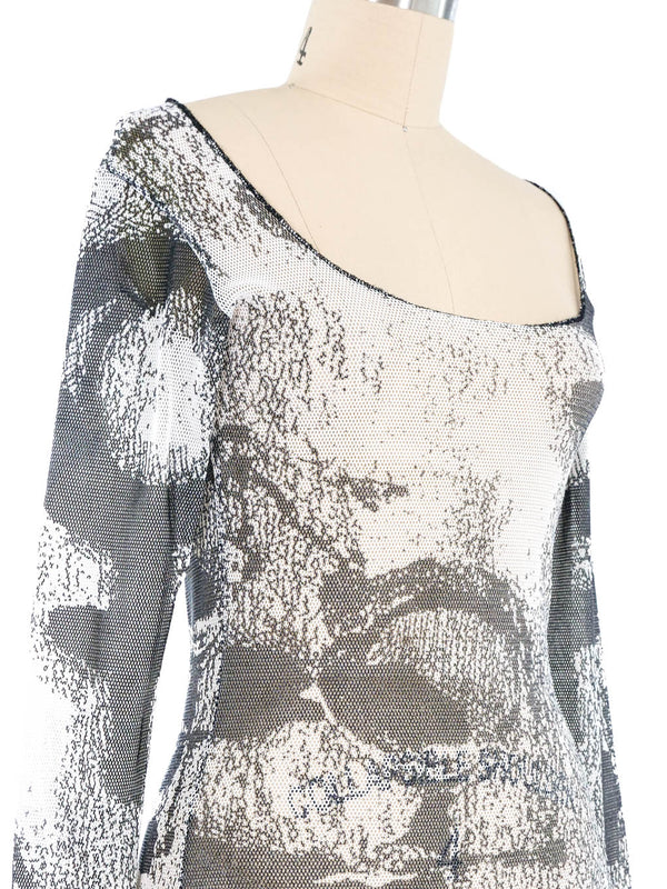 Jean Colonna Printed Net Mesh Top Top arcadeshops.com