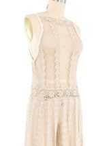 Beige Lace Crochet Tank Dress Dress arcadeshops.com