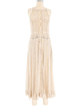 Beige Lace Crochet Tank Dress Dress arcadeshops.com