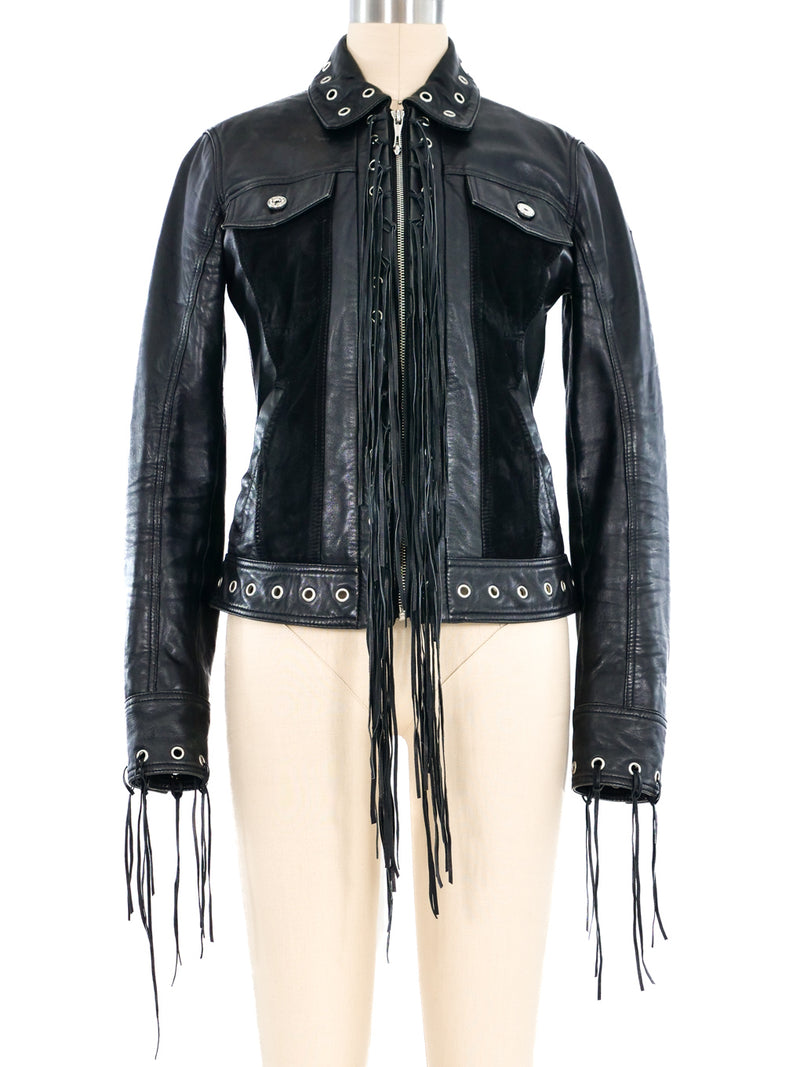 Roberto Cavalli Fringed Leather Jacket Jacket arcadeshops.com