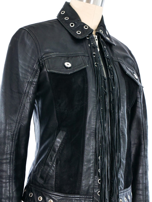Roberto Cavalli Fringed Leather Jacket Jacket arcadeshops.com