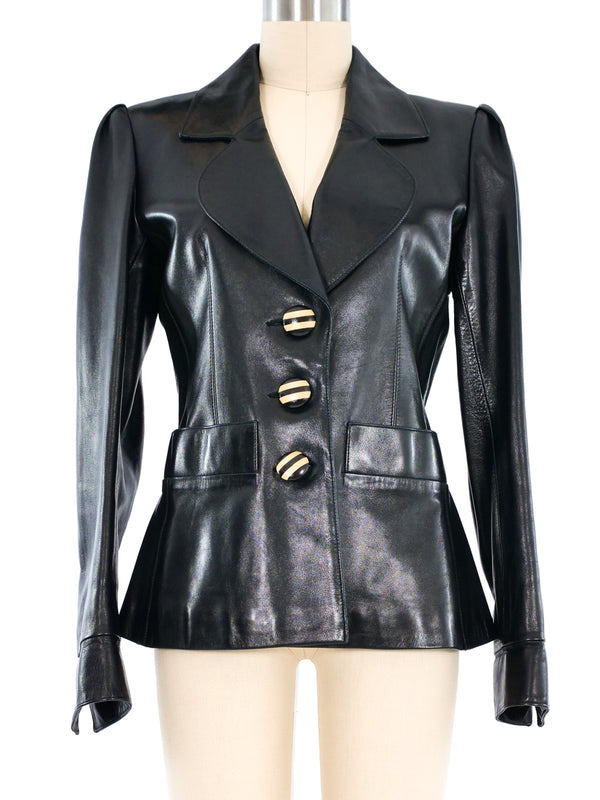 Yves Saint Laurent Leather Blazer Jacket arcadeshops.com