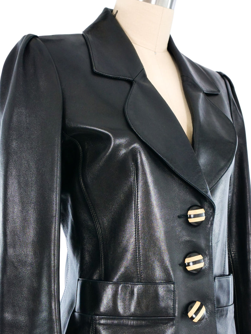 Yves Saint Laurent Leather Blazer Jacket arcadeshops.com
