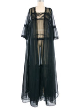 Black Nylon Lace Trimmed Peignoir Set Dress arcadeshops.com