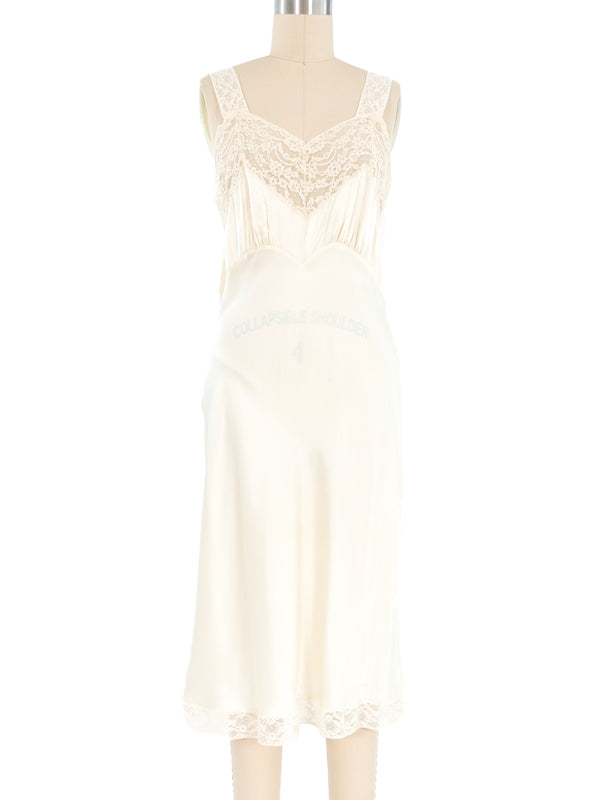 Lace Trimmed Ivory Slip Dress Dress arcadeshops.com