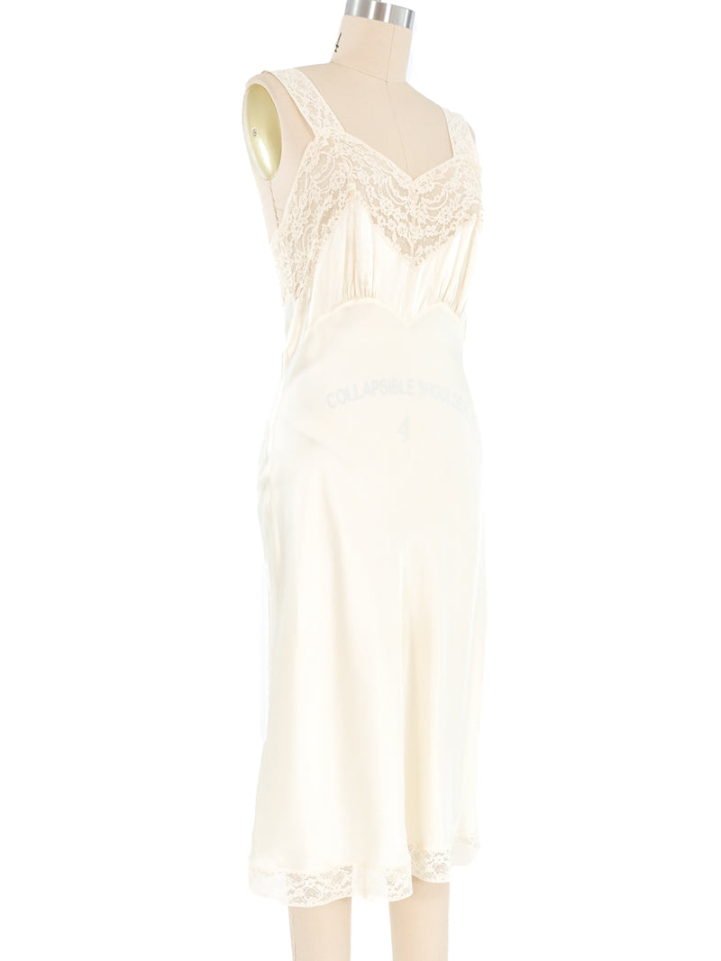 Lace Trimmed Ivory Slip Dress Dress arcadeshops.com