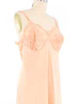 Peach Overdyed Lace Trimmed Slip Dress Dress arcadeshops.com