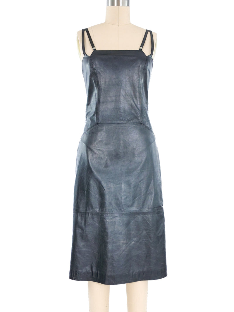 Versace Gunmetal Leather Dress Dress arcadeshops.com