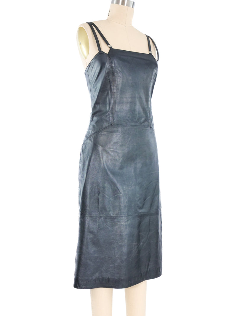 Versace Gunmetal Leather Dress Dress arcadeshops.com