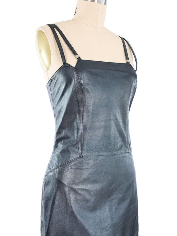 Versace Gunmetal Leather Dress Dress arcadeshops.com