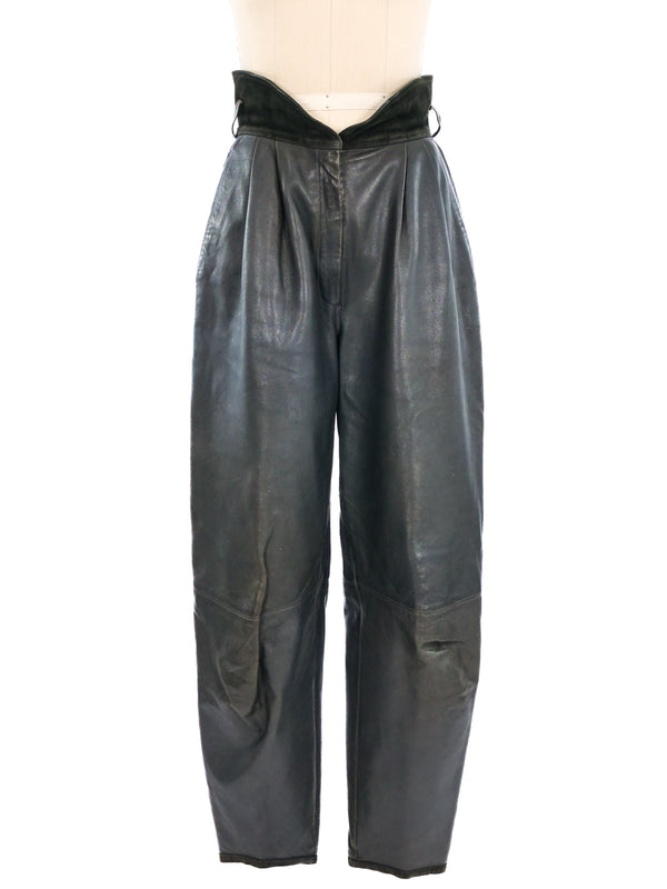 1980s Versace Leather Balloon Leg Trousers Bottom arcadeshops.com