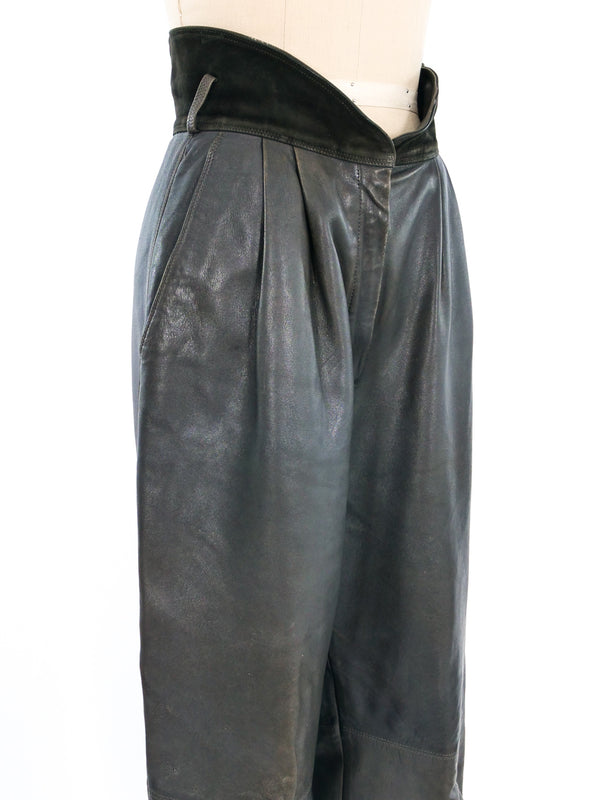 1980s Versace Leather Balloon Leg Trousers Bottom arcadeshops.com