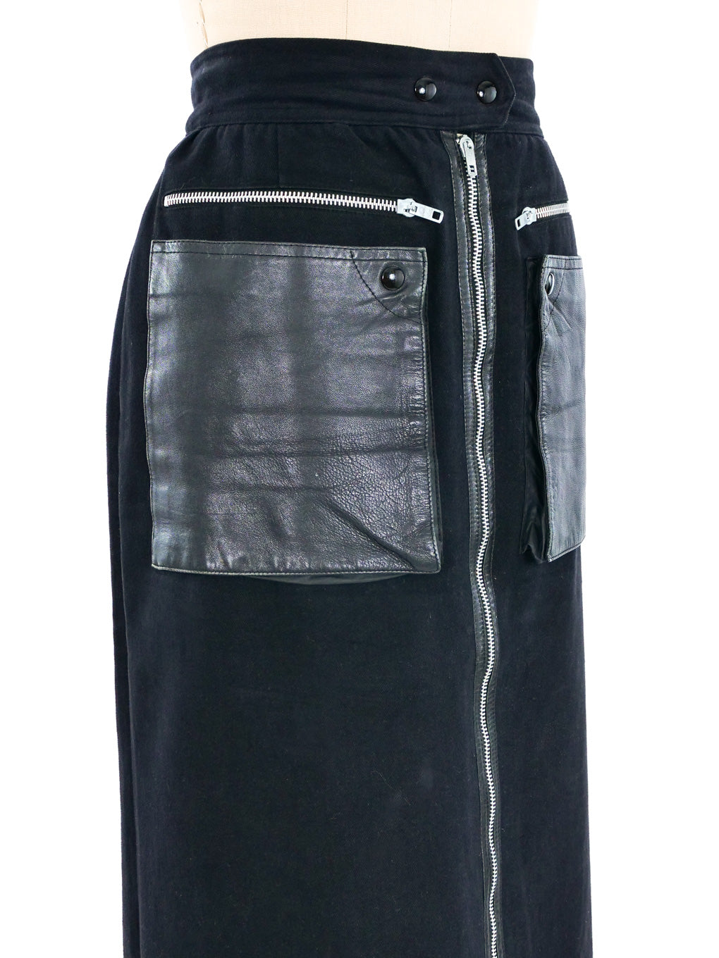 Jean-Charles De Castelbajac Leather Pocket Zipper Skirt