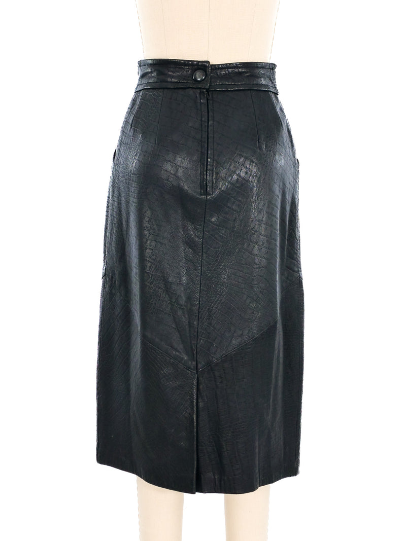 1980s Embossed Leather Midi Skirt Bottom arcadeshops.com