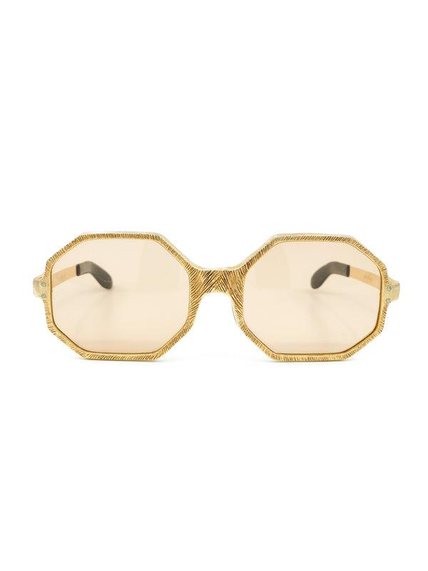 1960s Gold Octagonal Frame Sunglasses Accessory arcadeshops.com