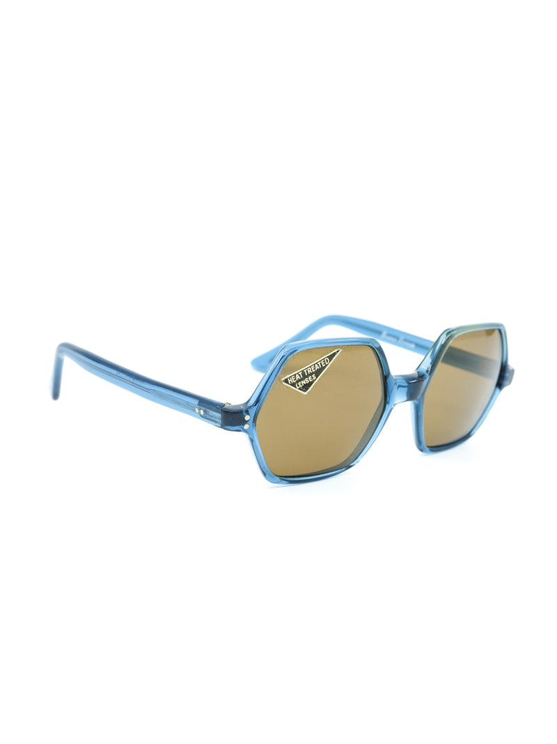 Blue Hexagonal Sunglasses Accessory arcadeshops.com