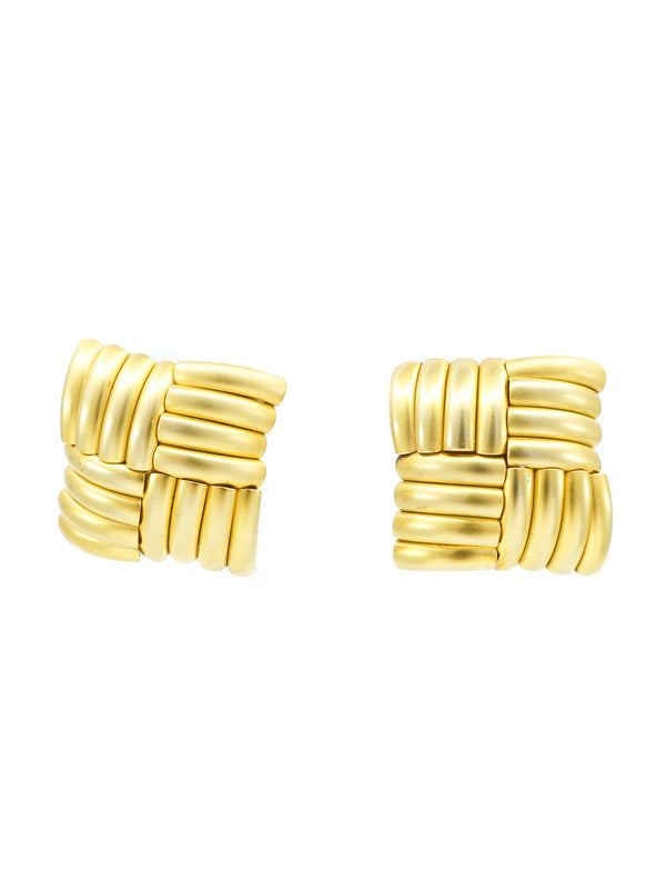 Goldtone Basketweave Earrings Jewelry arcadeshops.com