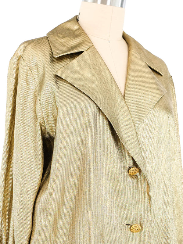 Yves Saint Laurent Gold Lame Blouse Top arcadeshops.com