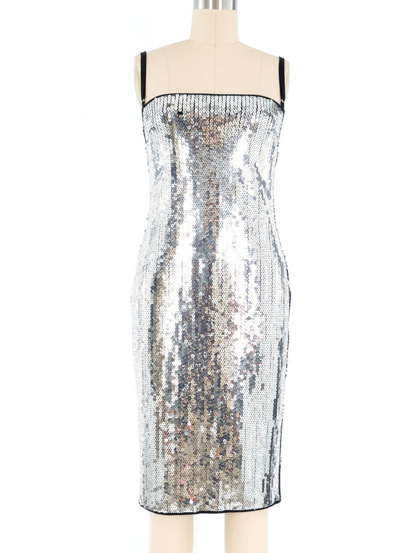 Dolce and Gabbana Silver Sequin Dress Dress arcadeshops.com