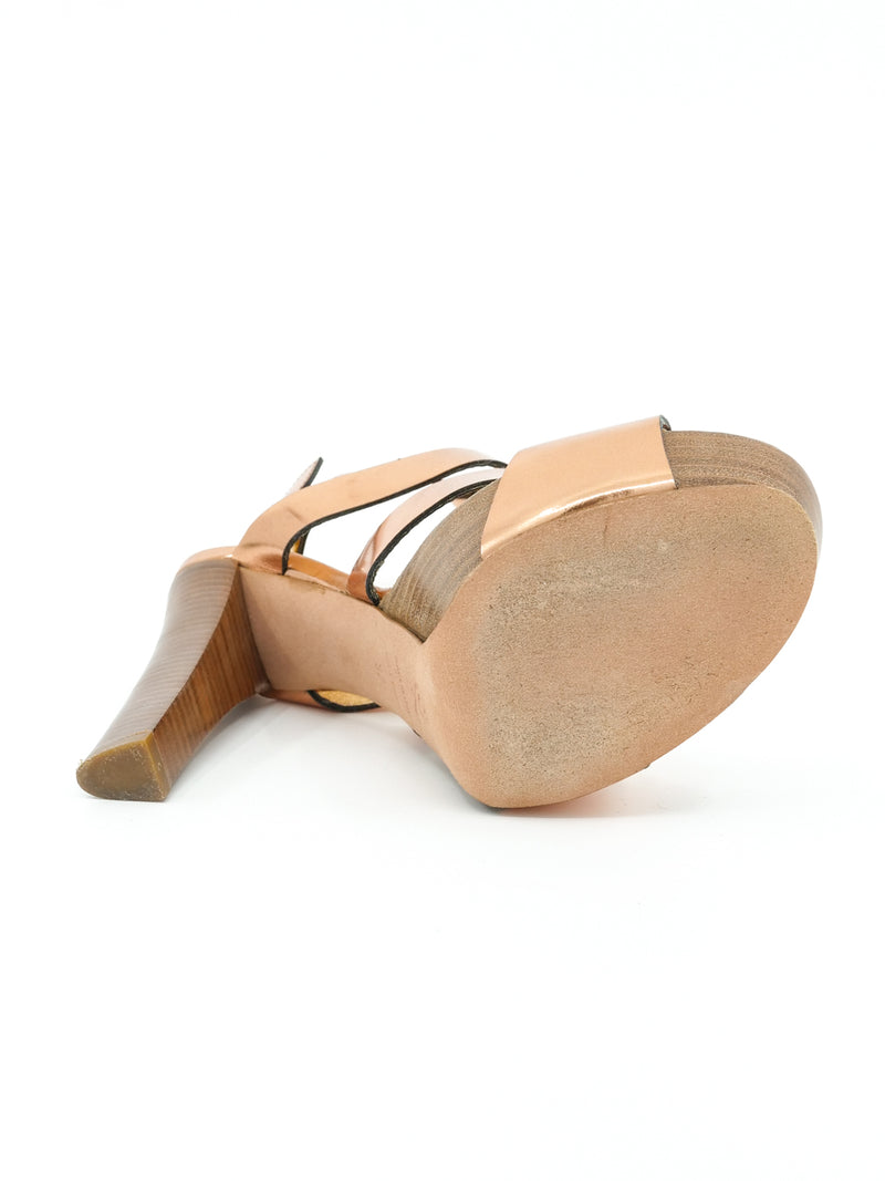Alexander McQueen Rose Gold Caged Heels, 37 Accessory arcadeshops.com