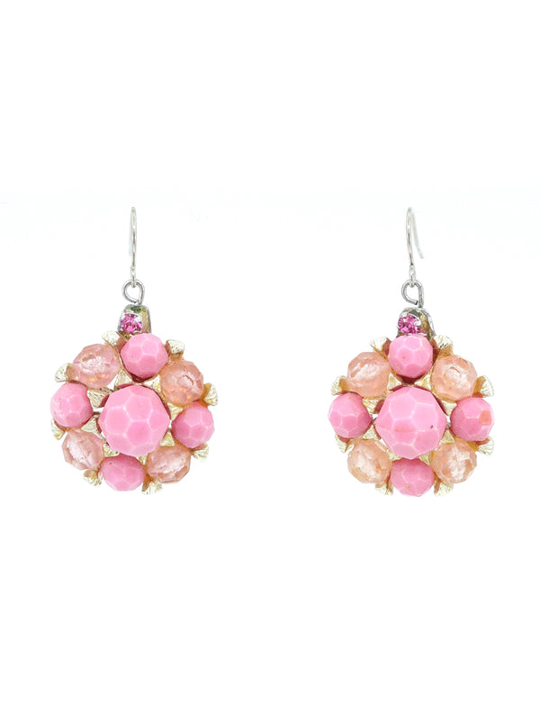 Art To Wear Pink Beaded Flower Earrings Jewelry arcadeshops.com