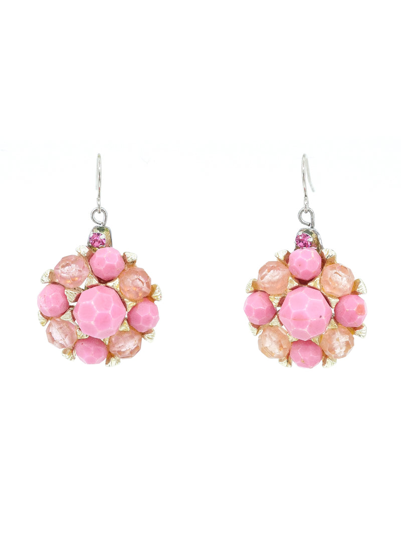 Art To Wear Pink Beaded Flower Earrings Jewelry arcadeshops.com