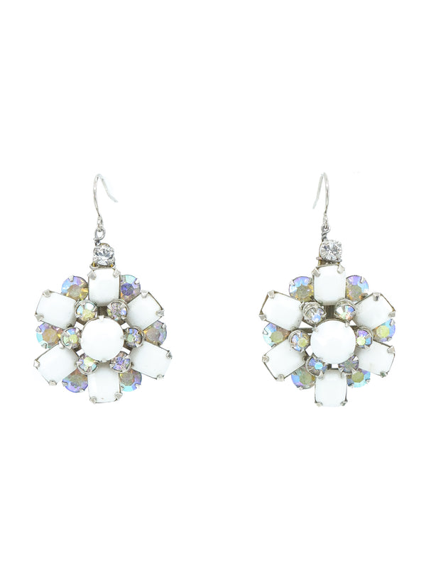 Art To Wear White Rhinestone Flower Earrings Jewelry arcadeshops.com