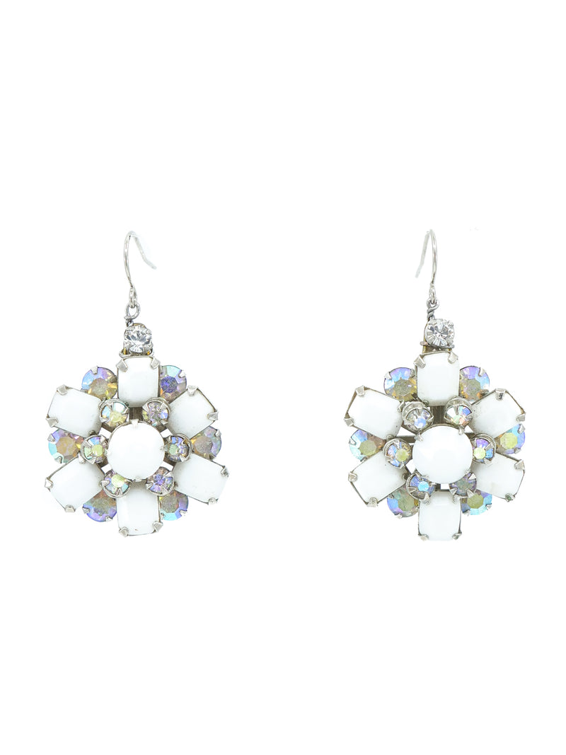 Art To Wear White Rhinestone Flower Earrings Jewelry arcadeshops.com