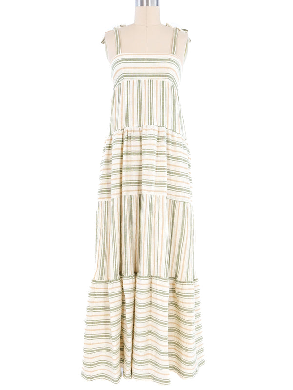 Striped Cotton Gauze Tiered Maxi Dress Dress arcadeshops.com