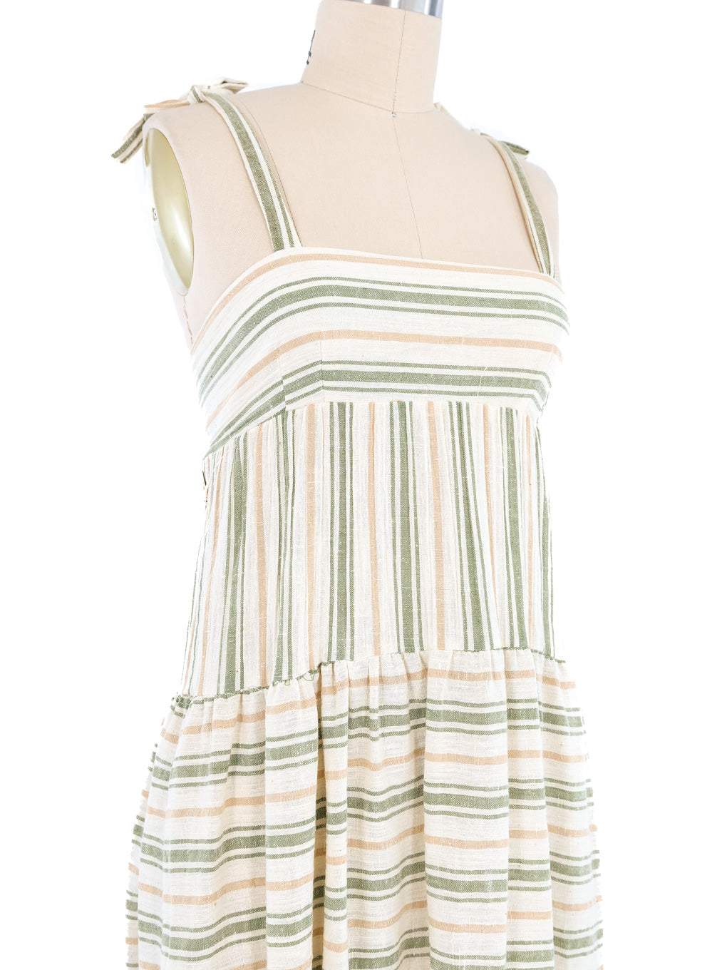 Striped Cotton Gauze Tiered Maxi Dress