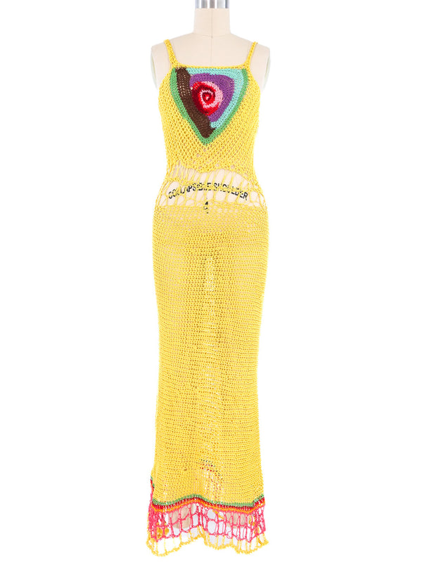 Yellow Crochet Maxi Dress Dress arcadeshops.com