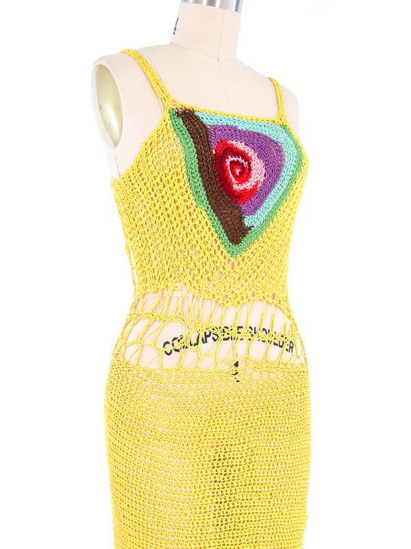 Yellow Crochet Maxi Dress Dress arcadeshops.com
