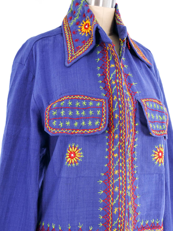 Embroidered Pakistan Indigo Shirt Jacket Top arcadeshops.com