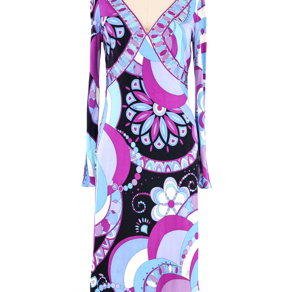 Empress Vintage Emilio Pucci Pink & Purple Floral Print Dress