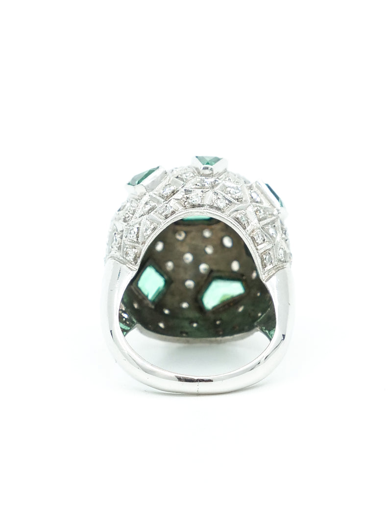 18k Diamond and Emerald Bombe Ring Fine Jewelry arcadeshops.com