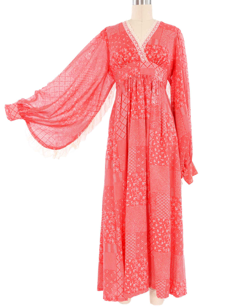 1970s Lace Trim Angel Sleeve Maxi Dress Dress arcadeshops.com