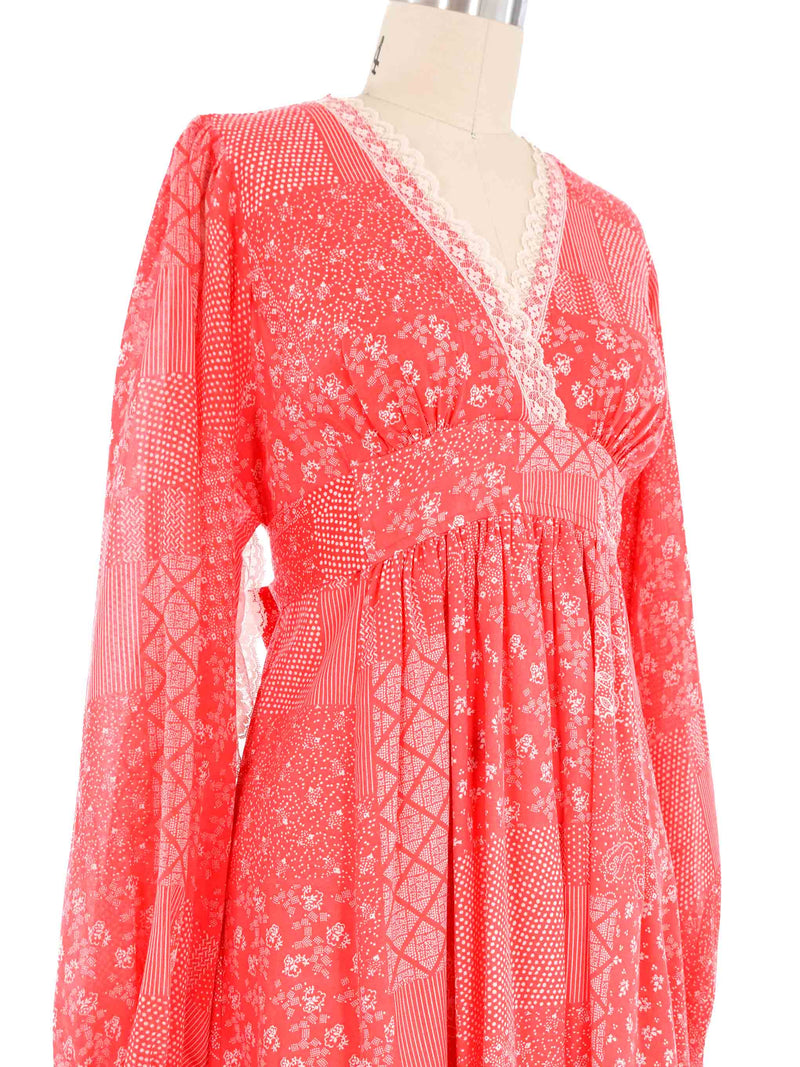 1970s Lace Trim Angel Sleeve Maxi Dress Dress arcadeshops.com
