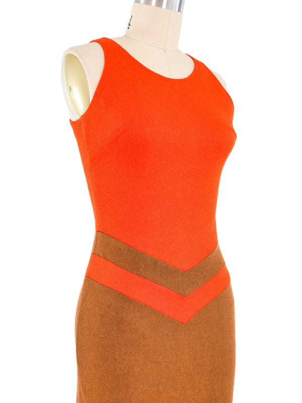 Burnt Orange Colorblock Crepe Jersey Maxi Dress Dress arcadeshops.com