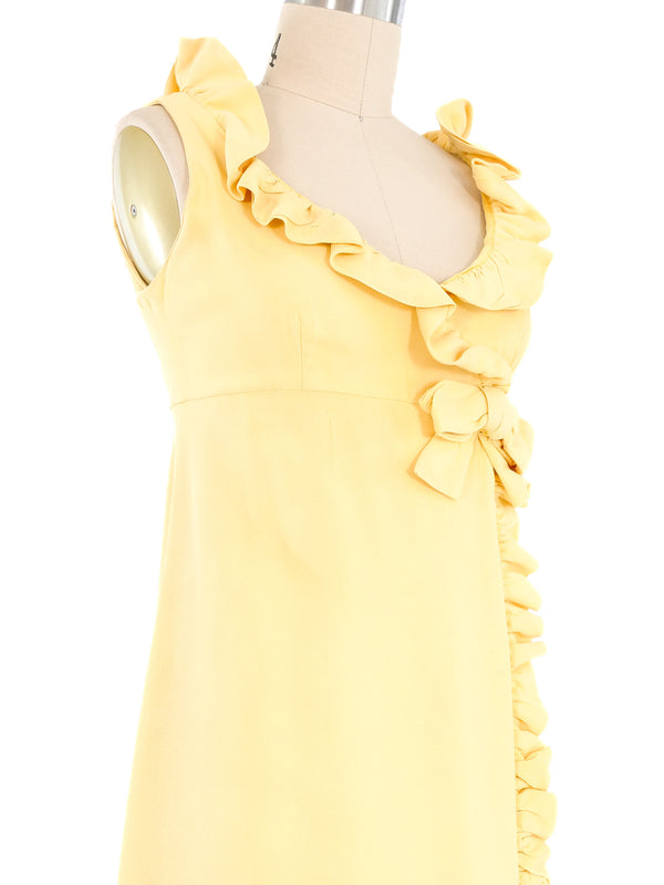 1960s Butter Yellow Ruffled Maxi Dress Dress arcadeshops.com