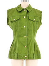 Junior Gaultier Olive Denim Vest Jacket arcadeshops.com