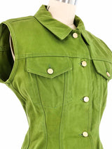 Junior Gaultier Olive Denim Vest Jacket arcadeshops.com