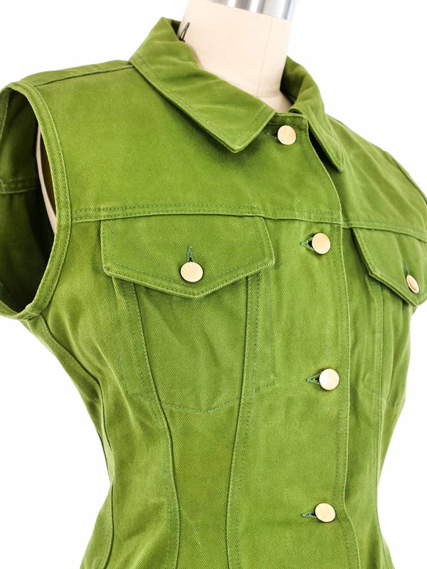 Junior Gaultier Olive Denim Vest Jacket arcadeshops.com