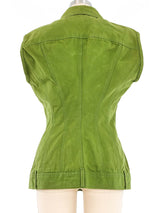 Junior Gaultier Olive Denim Vest Jacket arcadeshops.com