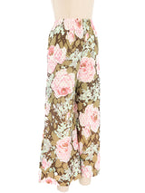 Metallic Rose Print Palazzo Pants Bottom arcadeshops.com