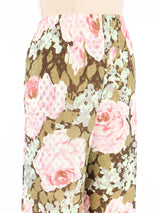 Metallic Rose Print Palazzo Pants Bottom arcadeshops.com