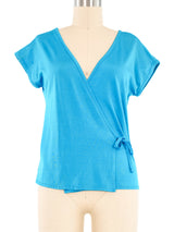 Giorgio Sant'Angelo Teal Spandex Wrap Top Top arcadeshops.com