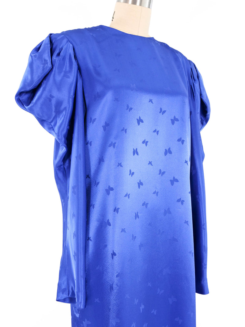 Hanae Mori Cobalt Jacquard Butterfly Dress Dress arcadeshops.com