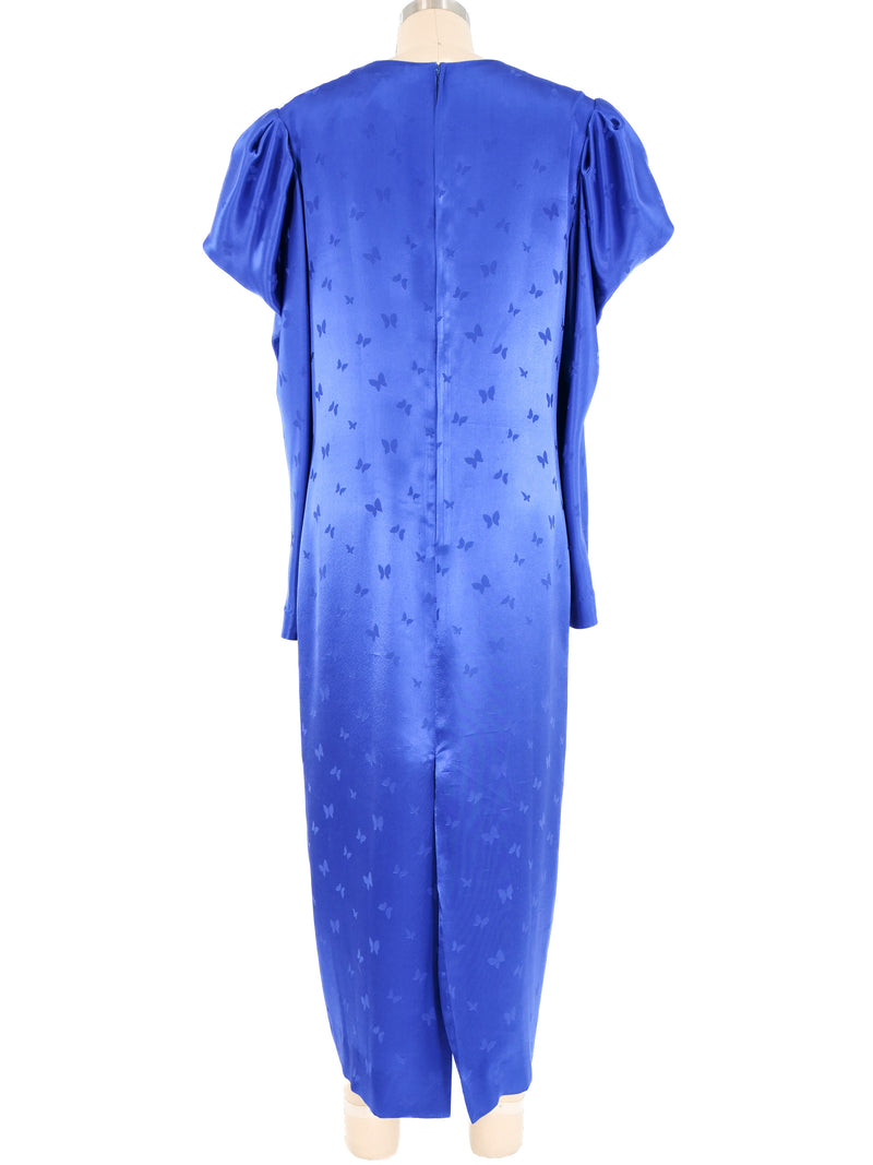 Hanae Mori Cobalt Jacquard Butterfly Dress Dress arcadeshops.com