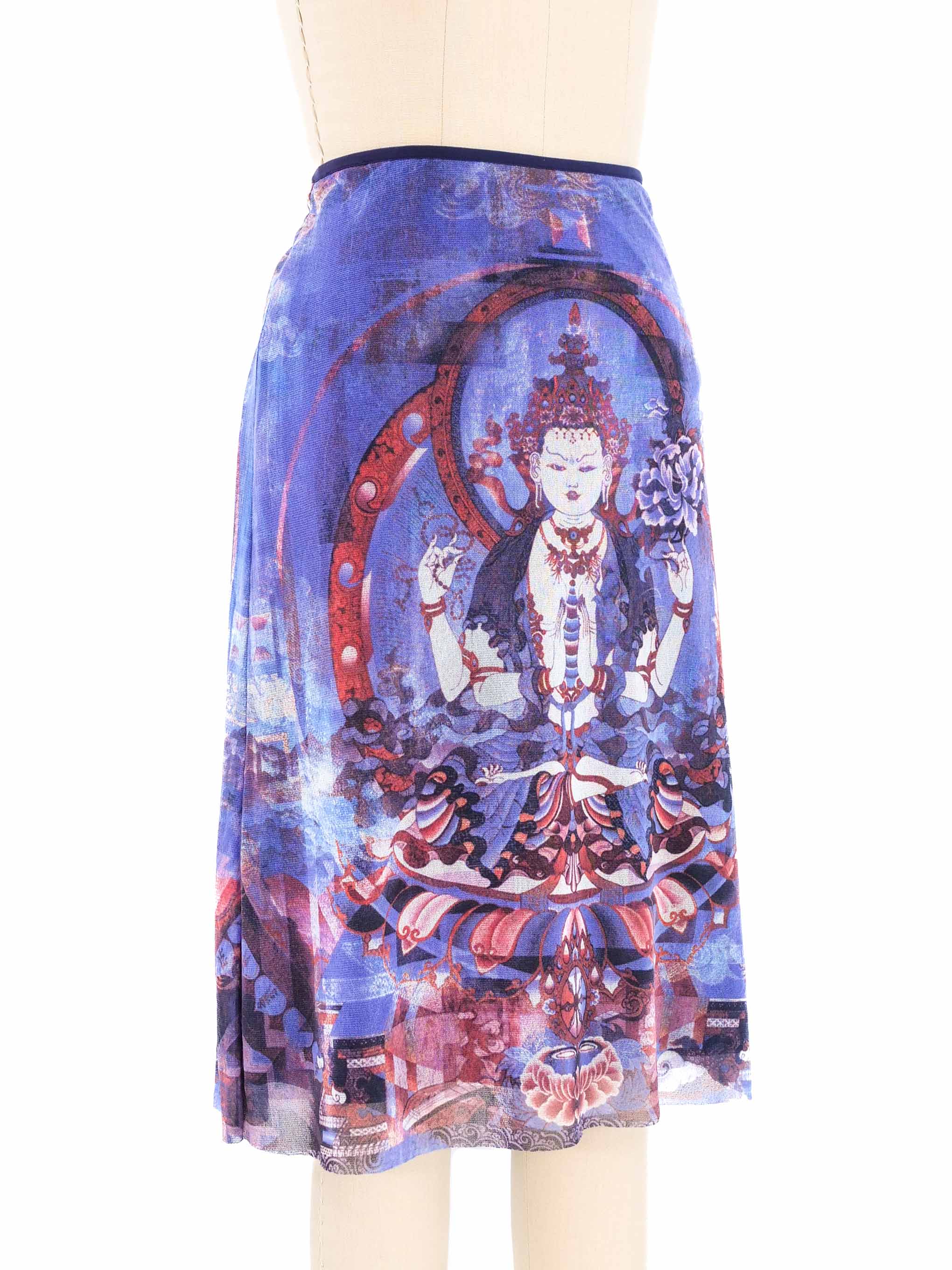 Vivienne Tam Buddha Printed Mesh Skirt