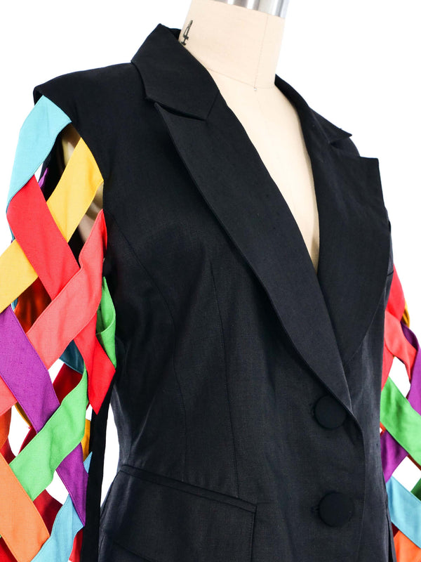 1980s Rainbow Lattice Sleeve Jacket Jacket arcadeshops.com